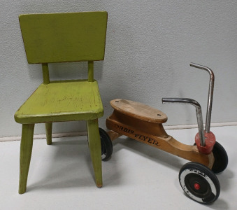 (1) 22 1/2" Tall Children's Chair (1) Radio Flyer Children's Ride On