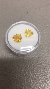 (1) 6.65 CT Natural Pair of 8x8 Min Trilliow Cut Citrus Faocted Gemstoned