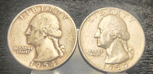 (2) 1954 90% Silver Quarters— Verified Authentic