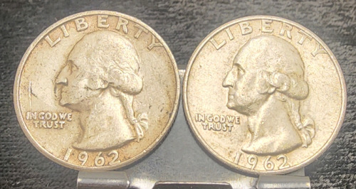 (2) 1962 90% Silver Quarters— Verified Authentic