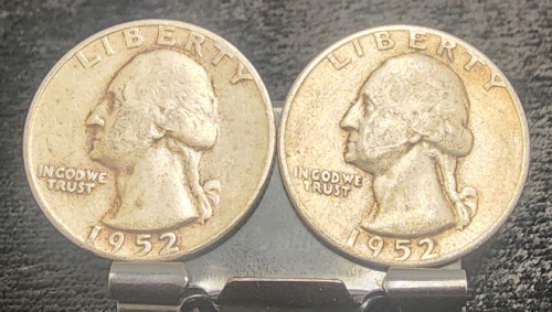 (2) 1952 90% Silver Quarters— Verified Authentic