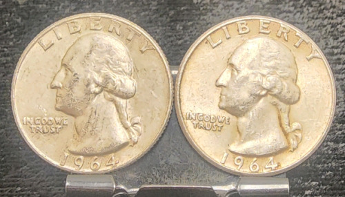 (2) 1964 90% Silver Quarters— Verified Authentic