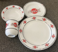 Set Of Classic Coca Cola Dinnerware With Coca Cola Spice Shaker And (2) Clamping Coca Cola Jars - 2