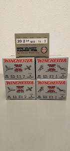(2) Winchester Super X 20ga Game Loads, (2) Winchester Super X 20ga Heavy Game Loads, (1) Estate 20ga High Velocity Magnum Steel Rounds