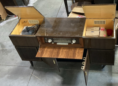 Vintage Entertainment Center With Record Player And German Stereo