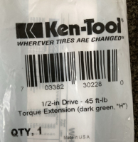 (6) Ken-Tool 1/2-In Drive- 45FT-LB Torgue Extension Dark Green “H” - 2