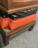 (2) Black and Orange Leatherlike Foot Stools - 3