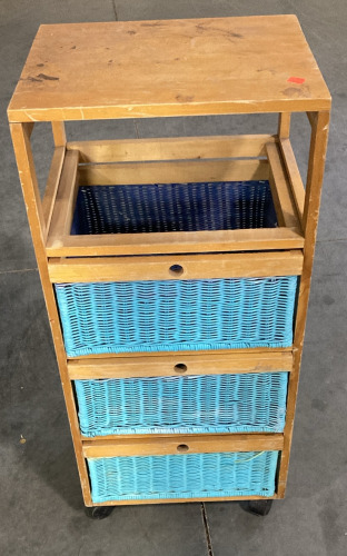 35”X15”X12” Blue Rolling Storage Basket