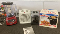 KitchenAid Blender (Turns On), Hamilton Beach Toaster ( Turns On), Pelonis Heater (Turns On), Presto Electric Deep Fryer (Not Tested)