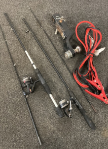 Fishing Poles, Hitch, Jumper Cables