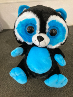 (1) Jumbo Plush Animal-Elephant (1) Blue and Black Racoon Bright eyes - 2