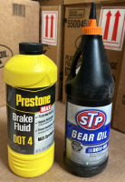 (2) 1 Qt 80W-90 Gear Oil, (1) 32oz DOT 3 Brake Fluid, (1) DOT 4 Brake Fluid, (1) 8Lb Premium Mounting Compound - 2