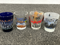 (3) Tall Coca Cola Drinking Glasses w/ (1) Short Coca Cola Glass (1) Bud Light (1) Pyramid Ale (1) Pinecrest Gold Course (2) Tall Shot Glasses (4) Standard Shot Glasses - 5