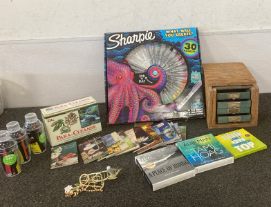 Sharpie Art, Audiobooks, Religious Tracts, Supplements, Hair Accessories, Wood And Metal Shelf