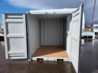 8' 7" x 8' Idaho Steel Storage Container- Sliding Glass Window W/Steel Bars Around The Widow - Steel Doors In Front With Latches Steel Door On Side With Key Lock