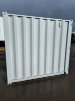 8' 7" x 8' Idaho Steel Storage Container- Sliding Glass Window W/Steel Bars Around The Widow - Steel Doors In Front With Latches Steel Door On Side With Key Lock - 7