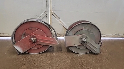 (2) Heavy Duty Metal 18" Hose Reels With Hose