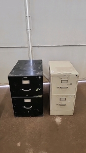 (2) Metal 18" x 28" 18" 2-Drawer Filing Cabinets With Danger Magnets