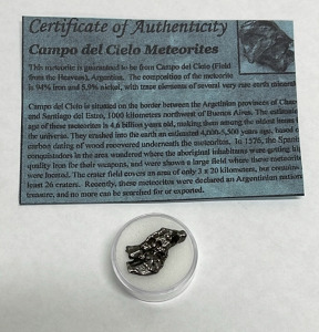 (1) 5.44 Gram Campo Del Cielo Meteorite/ Space Rock W/ COA