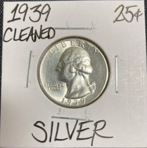 1939 Cleaned Silver Washington Quarter