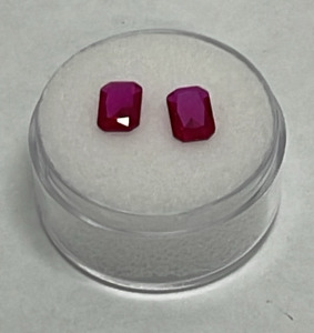 1.85 ct. Natural Pair Of Red Ruby Square Cut And Faceted Gemstones