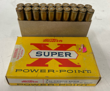 (1) Box Of Western Super Power-Point 7MM Remington Magnum Ammunition Cartridges