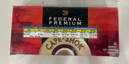 (1) Box Of Federal Premium Cape-Shok 375 H&H Mag. Ammunition Cartridges