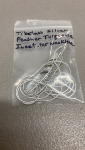(1) Tibetan Silver Feather Turquoise Inset .925 Necklace