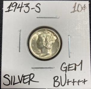 1943-S Gem BU++++ Silver Mercury Dime