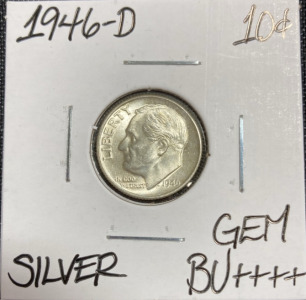 1946-D Gem BU++++ First Year Silver Roosevelt Dime