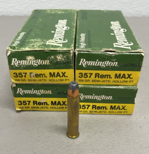 (80) Rounds Of Remington 357 Max. 158 Grain Semi-Jacketed Hollow Point Center Fire Cartridges