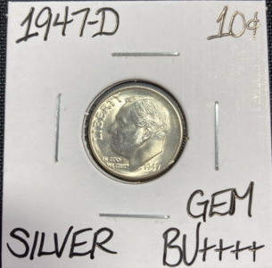 1947-D Gem BU++++ Silver Roosevelt Dime