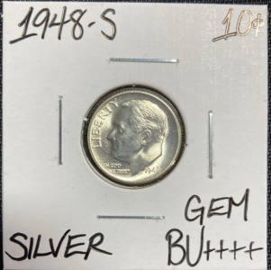 1948-S Gem BU++++ Silver Roosevelt Dime