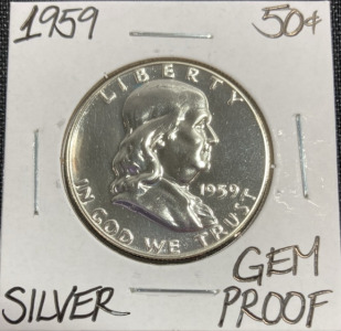 1959 Gem Proof Silver Franklin Half Dollar