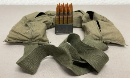 (48) Rounds Of 30-06 Ammunition Cartridges W/ 6 Magazines And 1 Military Ammunition Belt