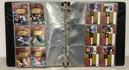 (58) NFL 1998 Upper Deck SPX Finite Series II 5050 Collectible Football Cards Named To Simeon Rice, Andre Reed, Michael Irvin, Shannon Sharp And Others W/ Binder