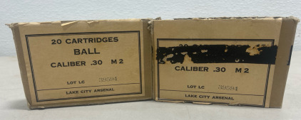 (2) Boxes Of Caliber .30 M2 Ammunition Cartridges