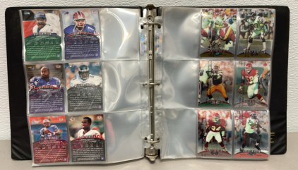 (130+) 1998 NFL Topps Finest Collectible Football Cards Named To Tony Gonzalez, Ken Norton Jr. Isaac Bruce, Warren Sapp And Many More W/ Binder (All Cards Still Have Protective Film Attached)