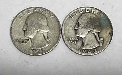 (2) 90% Silver Washington Quarters Dated 1935 And 1943