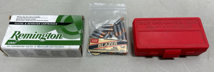 (1) Box Of (50 Count) Remington 25 Automatic Ammunition Cartridges (1) Bag Of (22 Count) Blazer 25 Auto Ammunition Cartridges (1) MTM Case-Gard P50 W/ (50 Count) 380 Auto Ammunition Cartridges
