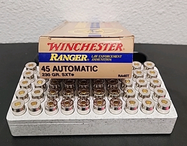 (50) Winchester Ranger Law Enforcement .45 Automatic 230gr SXT Ammunition Cartridges