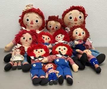 (12) Vintage Raggedy Ann Dolls- Some Knickerbocker