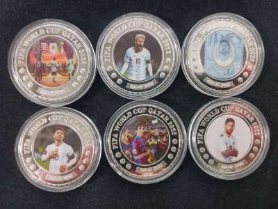 (6) Pcs FIFA World Cup Qatar 2022 Silver Coins in Case