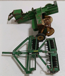 (1) 1960's ERTL John Deere Hay Baler, 1:16 Scale, Pressed Steel AC (1) Vintage Oliver Disk