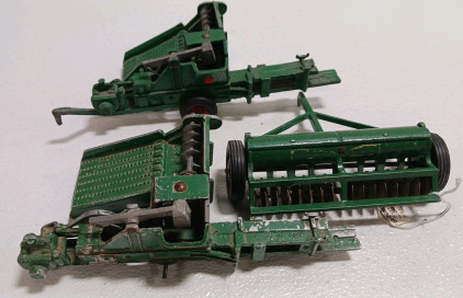 (2) Vintage Oliver Hay Baler Bale Master 1/16 Scale By Slik Toy (1) Vintage SLIK Toys OLIVER Superior Grain Drill 1:16