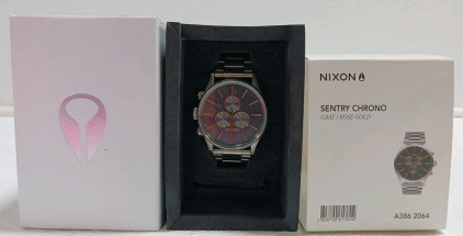 Nixon Sentry Chrono Gray/Rose Gold Watch & Box