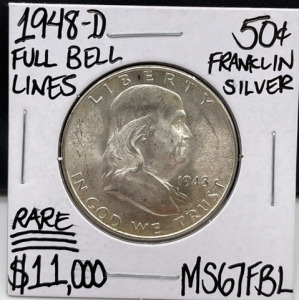 1948-D MS67FBL RARE Franklin 1/2 Dollar