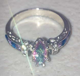 (1) Size 10 Mystic Rainbow Topaz Marquis Cut Ring