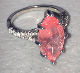 (1) Size 10 Marquise Cut Pink Kunzite .925 Ring