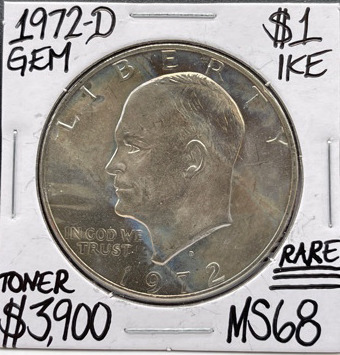 1972-D MS68 RARE Gem Ike Dollar